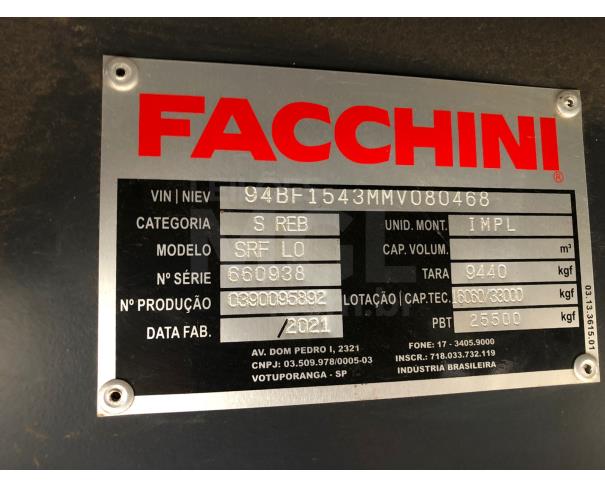 Foto de LOTE 029-SR/FACCHINI SRF LO ANO 2021/2021 JB22996