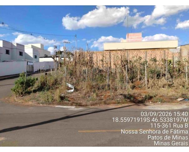 Foto de PATOS DE MINAS/MG - Lote urbano com área de 3.039,76 m², localizado no bairro Nossa Senhora de Fatima