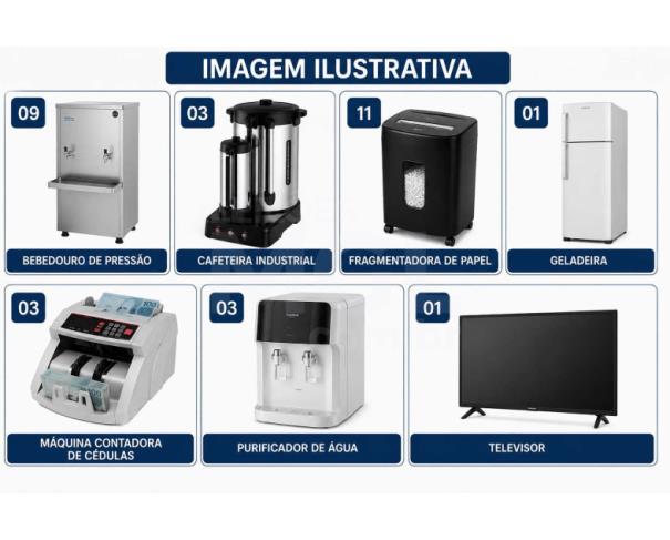 Foto de BRASILIA/DF - Lote composto por sucatas de equipamentos de Copa, Escritório e Audiovisual, Compostos por Bebedouros de Pressão, Cafeteiras Industriais, Fragmentadoras de Papel, Geladeira, Máquinas Contadoras de Cédulas, Purificadores de Água e Televisor