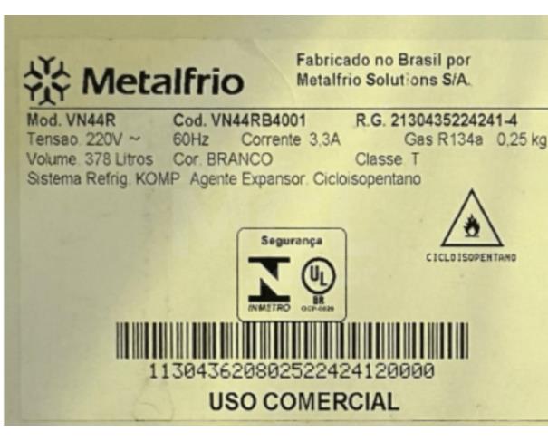 Foto de BETIM/MG - Expositor vertical METALFRIO VN44R 378L