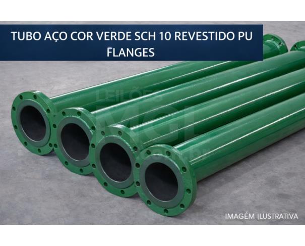 Foto de ITATIAIUÇU MG - 05 TUBO ACO COR VERDE SCH 10 REVESTIDO PU FLANGES ANSI B16.5 DN 4X3000MM MARCA: REVESTBOR 00100400145-