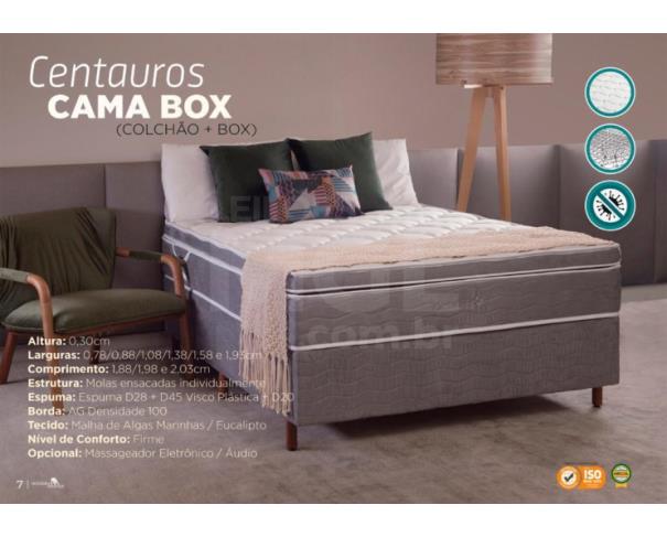 Foto de ITAÚNA/MG - COLCHÃO CENTAURUS POCKET SUED SILVER 158X198X30CM  MAIS ECOBOX ITÁLIA SUEDE SILVER 158X198X34CM- MA11235