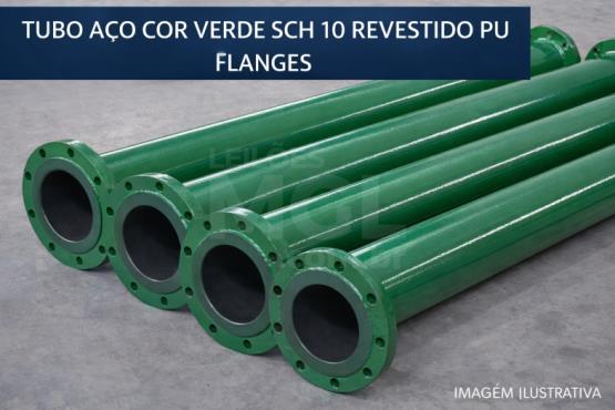 ITATIAIUÇU MG - 05 TUBO ACO COR VERDE SCH 10 REVESTIDO PU FLANGES ANSI B16.5 DN 4X3000MM MARCA: REVESTBOR 00100400145